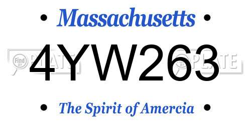 4YW263 Massachusetts License Plate
