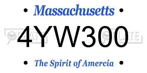 4YW300 Massachusetts License Plate
