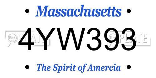 4YW393 Massachusetts License Plate