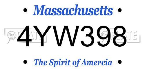 4YW398 Massachusetts License Plate