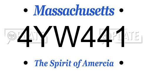 4YW441 Massachusetts License Plate