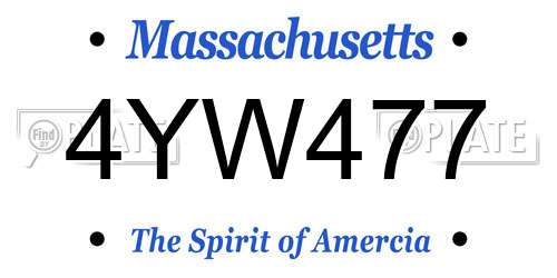 4YW477 Massachusetts License Plate