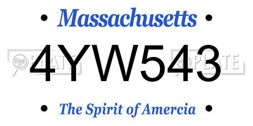 4YW543 Massachusetts License Plate