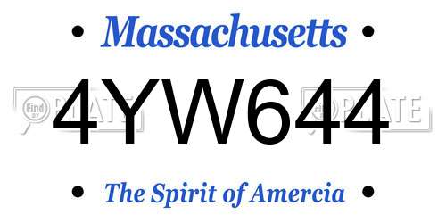 4YW644 Massachusetts License Plate