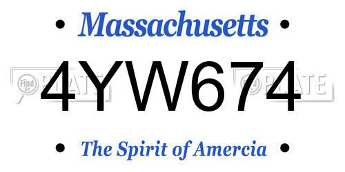 4YW674 Massachusetts License Plate