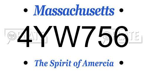 4YW756 Massachusetts License Plate