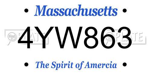 4YW863 Massachusetts License Plate