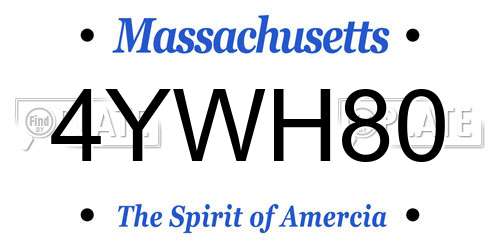 4YWH80 Massachusetts License Plate