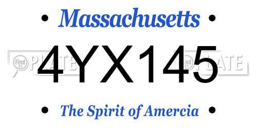 4YX145 Massachusetts License Plate