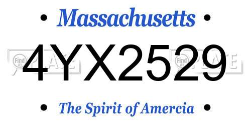 4YX2529 Massachusetts License Plate
