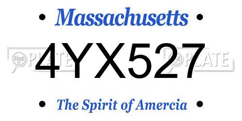 4YX527 Massachusetts License Plate