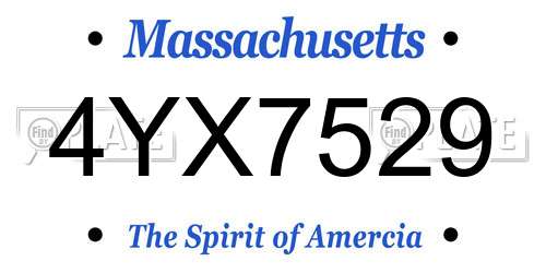 4YX7529 Massachusetts License Plate