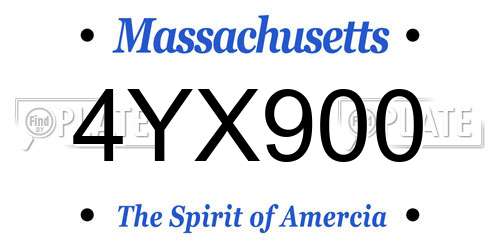 4YX900 Massachusetts License Plate