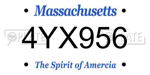 4YX956 Massachusetts License Plate