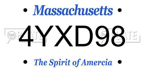 4YXD98 Massachusetts License Plate