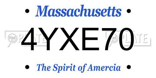 4YXE70 Massachusetts License Plate