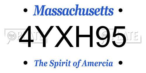 4YXH95 Massachusetts License Plate