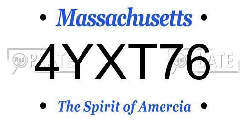 4YXT76 Massachusetts License Plate