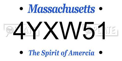4YXW51 Massachusetts License Plate