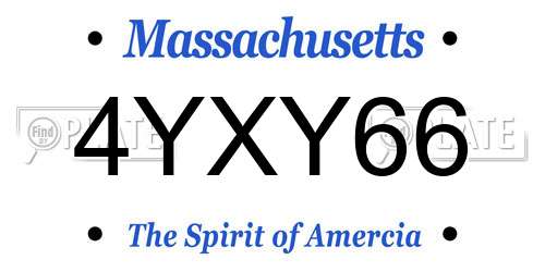 4YXY66 Massachusetts License Plate