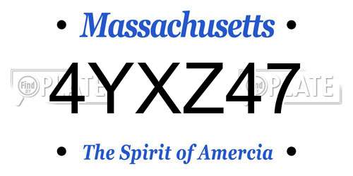 4YXZ47 Massachusetts License Plate
