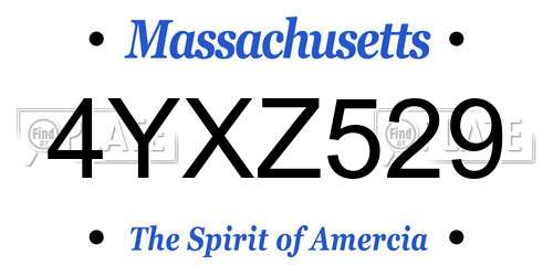 4YXZ529 Massachusetts License Plate