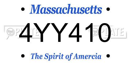 4YY410 Massachusetts License Plate