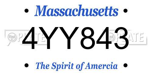 4YY843 Massachusetts License Plate