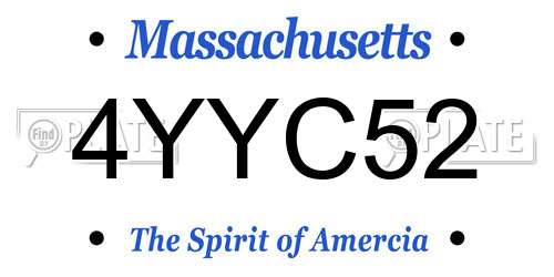 4YYC52 Massachusetts License Plate