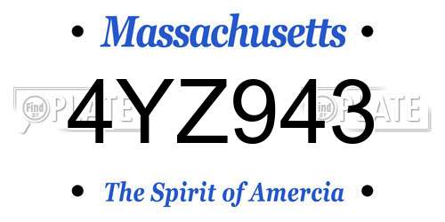 4YZ943 Massachusetts License Plate