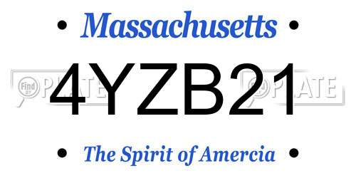 4YZB21 Massachusetts License Plate