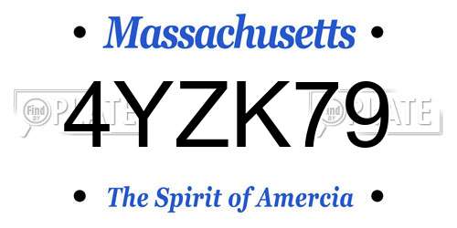4YZK79 Massachusetts License Plate