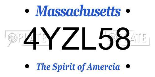 4YZL58 Massachusetts License Plate