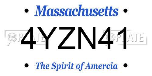 4YZN41 Massachusetts License Plate