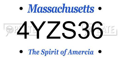 4YZS36 Massachusetts License Plate