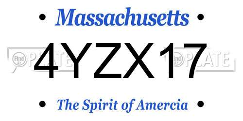 4YZX17 Massachusetts License Plate