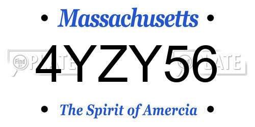 4YZY56 Massachusetts License Plate