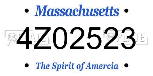 4Z02523 Massachusetts License Plate