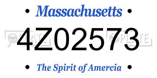 4Z02573 Massachusetts License Plate