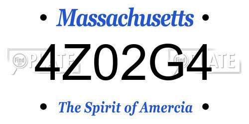 4Z02G4 Massachusetts License Plate