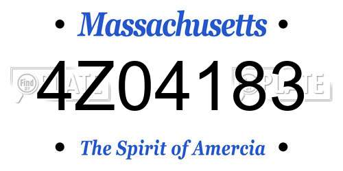 4Z04183 Massachusetts License Plate
