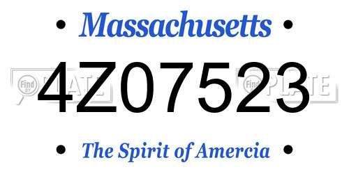 4Z07523 Massachusetts License Plate