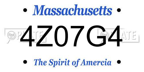 4Z07G4 Massachusetts License Plate