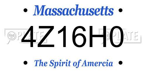 4Z16H0 Massachusetts License Plate