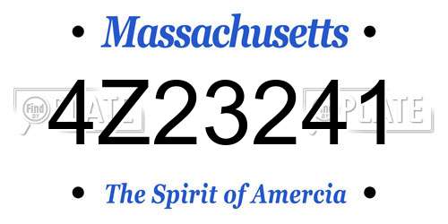 4Z23241 Massachusetts License Plate