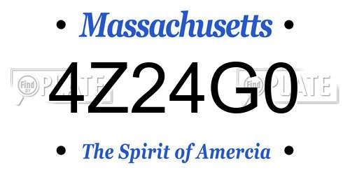 4Z24G0 Massachusetts License Plate