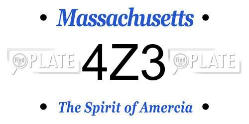 4Z3 Massachusetts License Plate