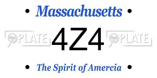 4Z4 Massachusetts License Plate
