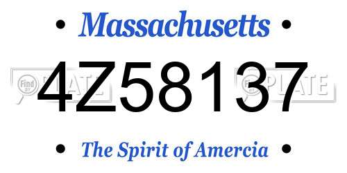 4Z58137 Massachusetts License Plate