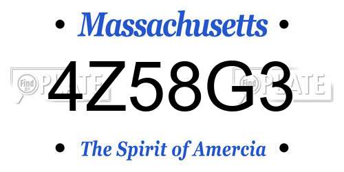 4Z58G3 Massachusetts License Plate